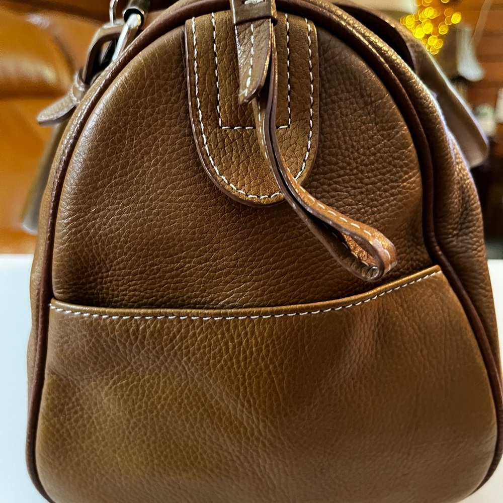 Tignanello Brown Leather Satchel with Silver Hardware 12” x 9” x 7”. - Picture 7 of 14